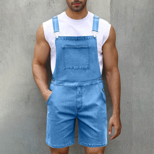 Herren Denim Latzshorts mit Taschen