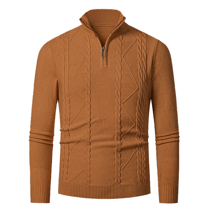 Herren Strickpullover mit Halb-Zip und strukturiertem Muster EB