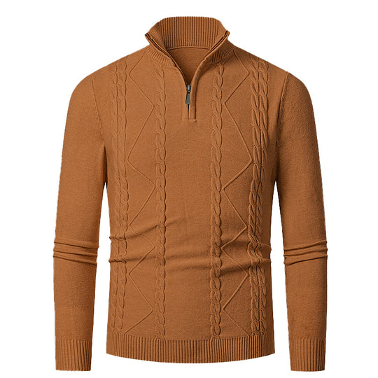 Herren Strickpullover mit Halb-Zip und strukturiertem Muster EB