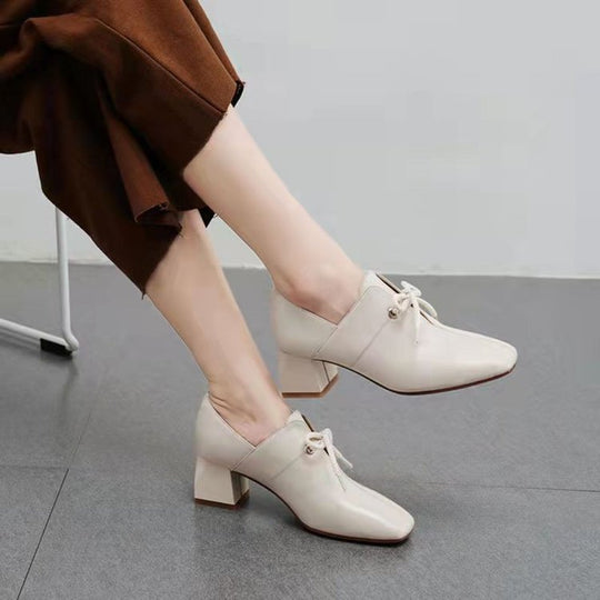 Damen elegante Schnürschuhe mit eckiger Zehenpartie und modischem Absatz EB