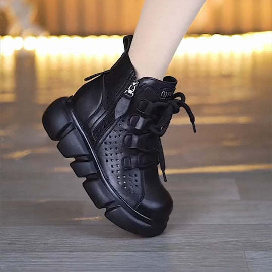 Damen Sportliche High-Top Sneakers mit atmungsaktiver Mesh-Oberfläche EB