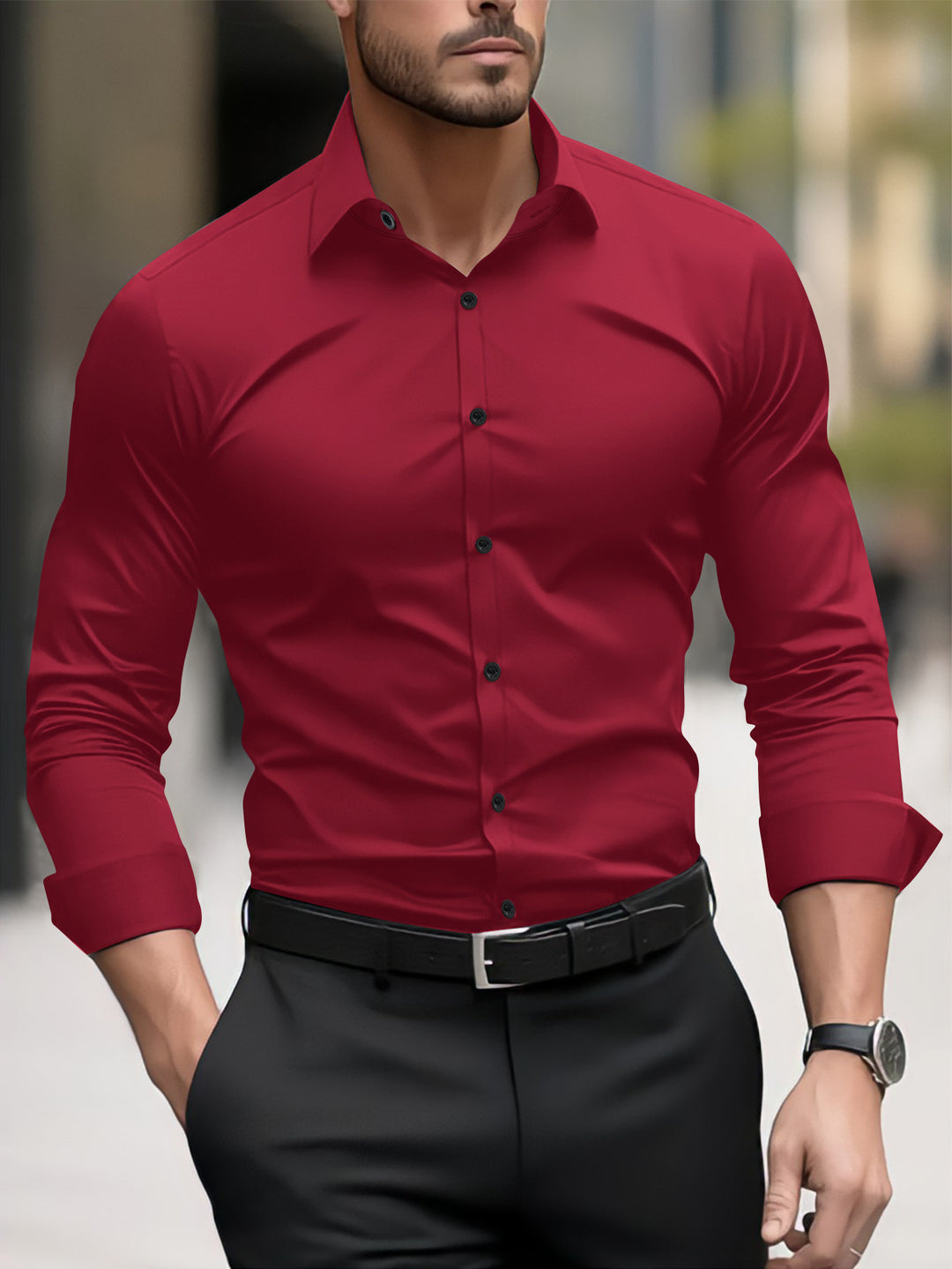Herren Slim-Fit Langarmhemd mit modernem Schnitt und eleganten Akzenten EB