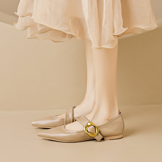 Damen elegante Ballerinas mit modernem Riemen und auffälliger Schnalle EB