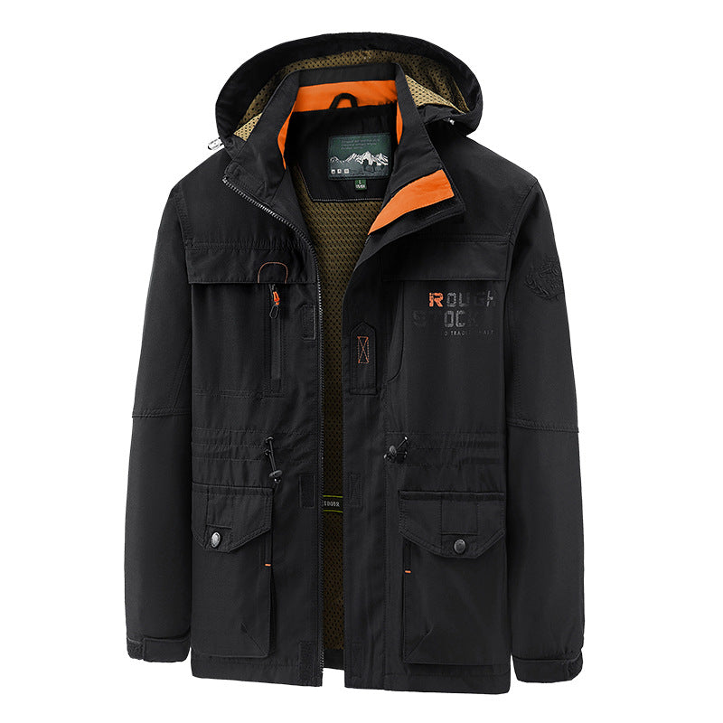 Herren nan wasserfeste und winddichte Outdoorparka mit abnehmbarer Kapuze EB