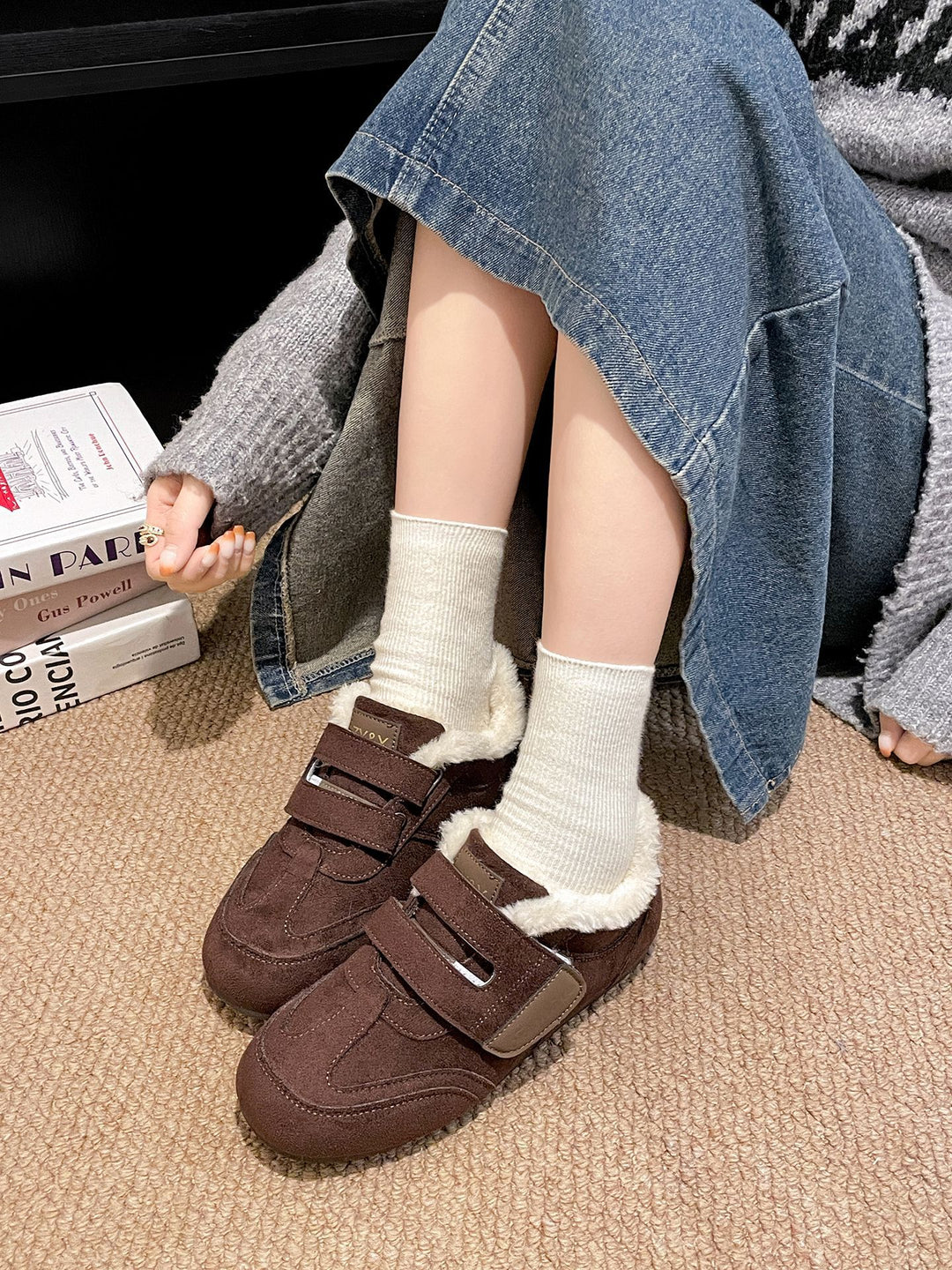 Damen Clogs mit flauschigem Innenfutter und rutschfester Sohle EB