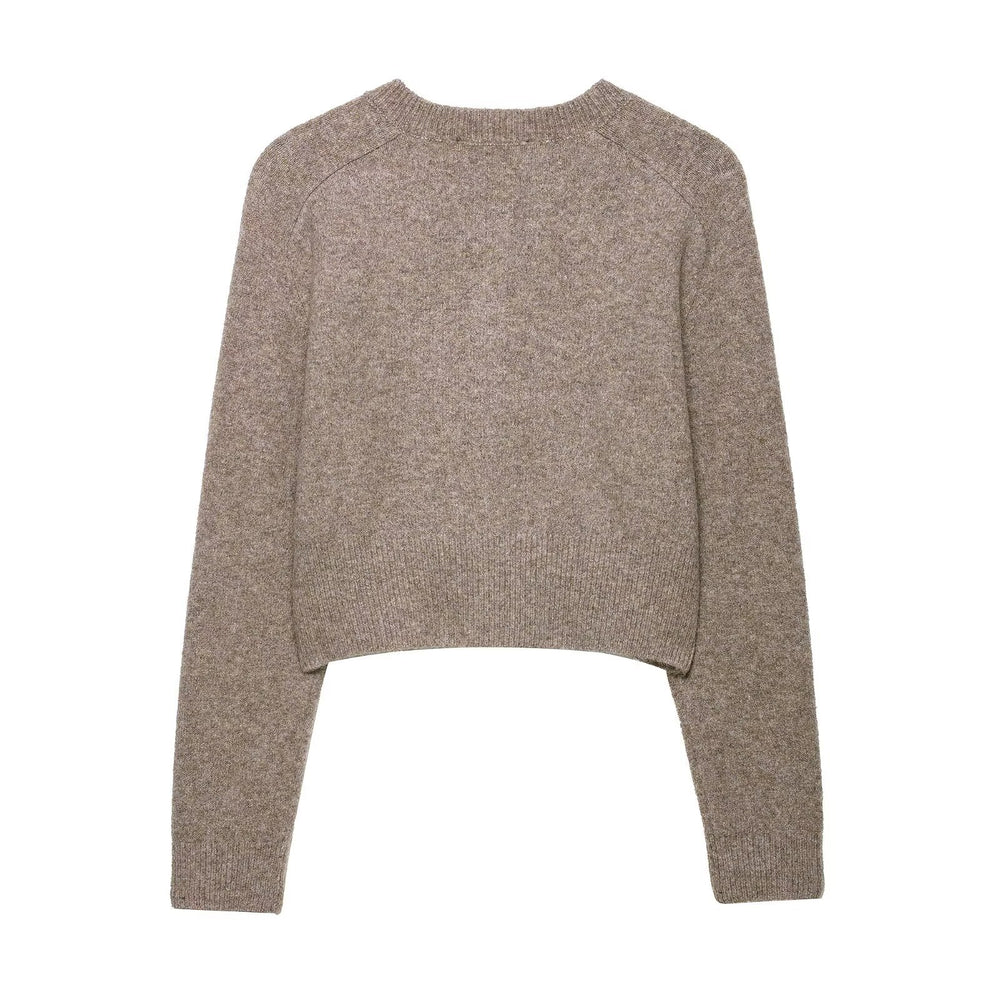 Damen cropped Strickjacke mit Knopfverschluss EB