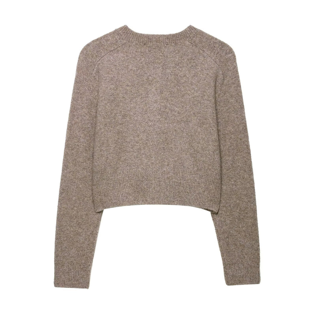 Damen cropped Strickjacke mit Knopfverschluss EB