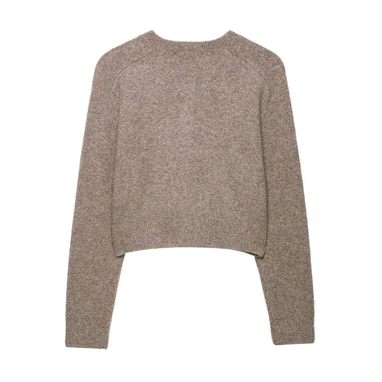 Damen cropped Strickjacke mit Knopfverschluss EB