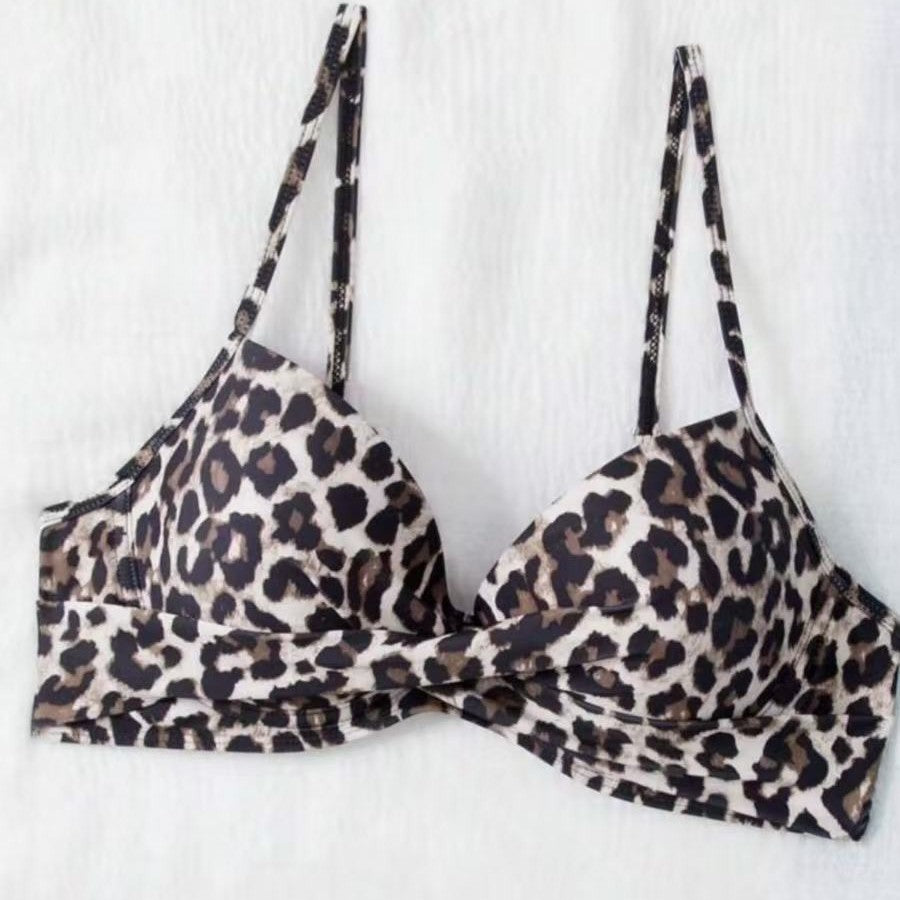 Damen Hoch tailliertes Bikini-Set mit gepolstertem Oberteil und animalischem Muster EB