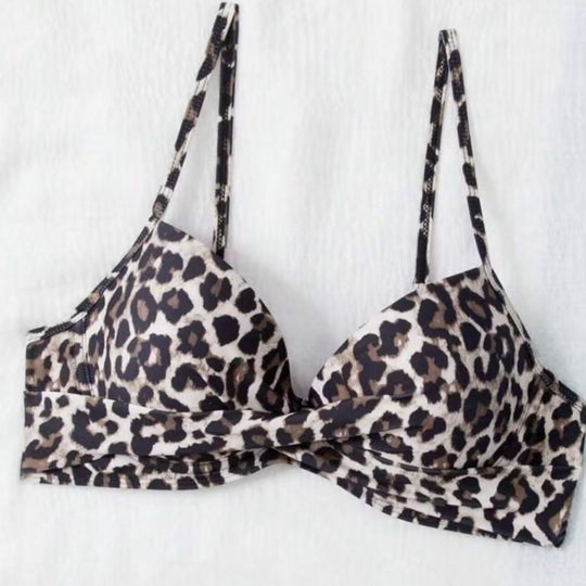 Damen Hoch tailliertes Bikini-Set mit gepolstertem Oberteil und animalischem Muster EB