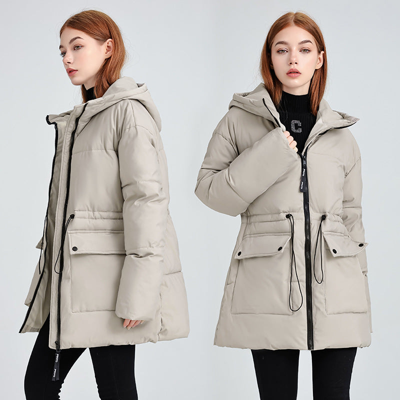 Damen isolierte Parkajacke mit verstellbarem Taillenzug und praktischen Taschen EB