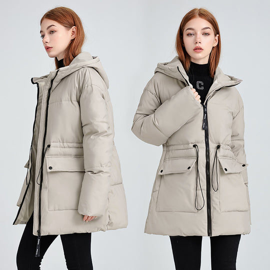 Damen isolierte Parkajacke mit verstellbarem Taillenzug und praktischen Taschen EB