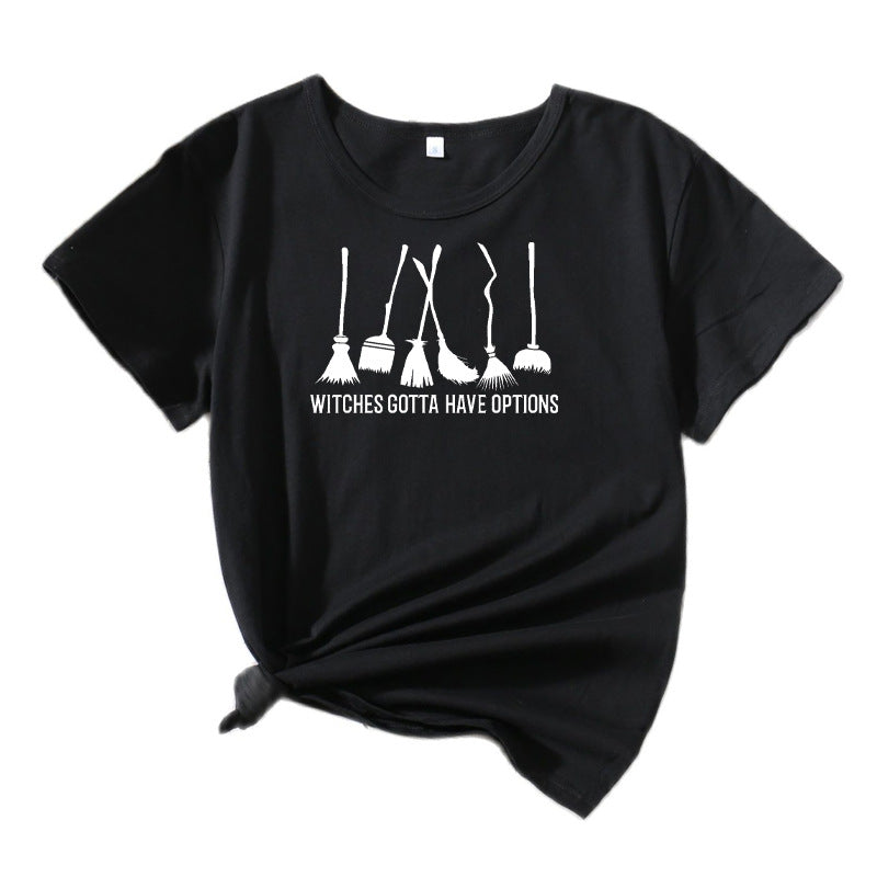 Frauen Grafik Besenstiel Humor T-Shirt Heidi-Mode