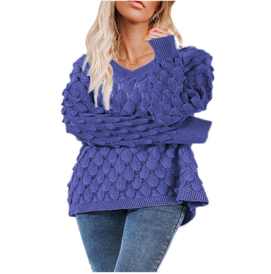 Damen Strickpullover mit strukturiertem Wabendesign EB