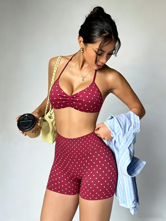 Damen Sportliches Bikini-Set mit hochgeschnittenen Shorts und elastischer Unterstützung EB