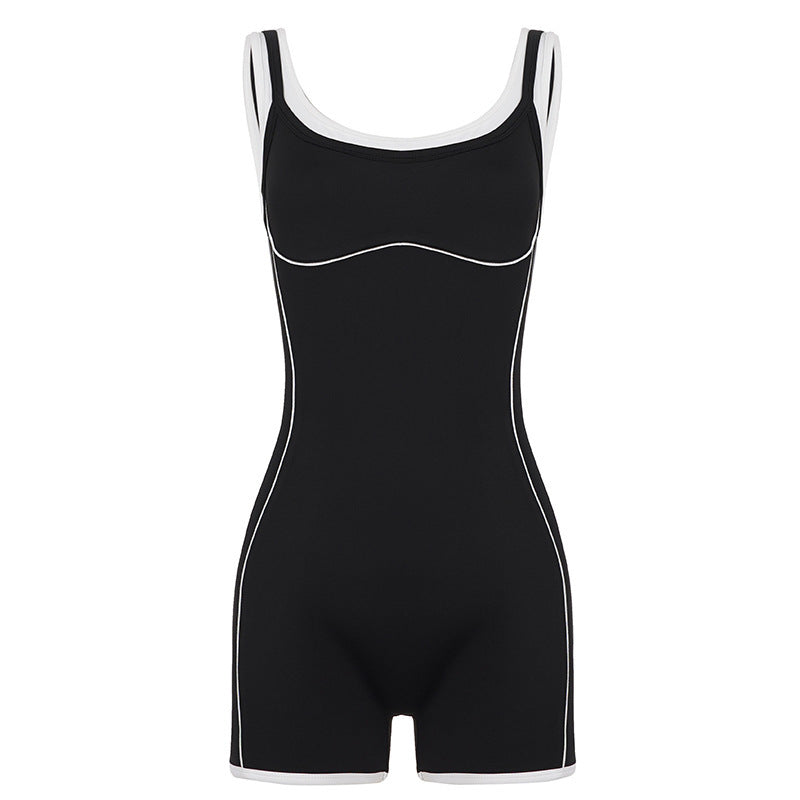 Damen Sportlicher Jumpsuit mit verstellbaren Trägern und atmungsaktiver Funktion EB