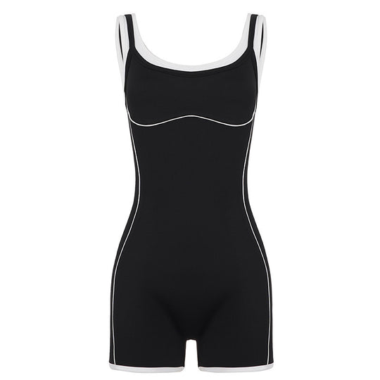 Damen Sportlicher Jumpsuit mit verstellbaren Trägern und atmungsaktiver Funktion EB