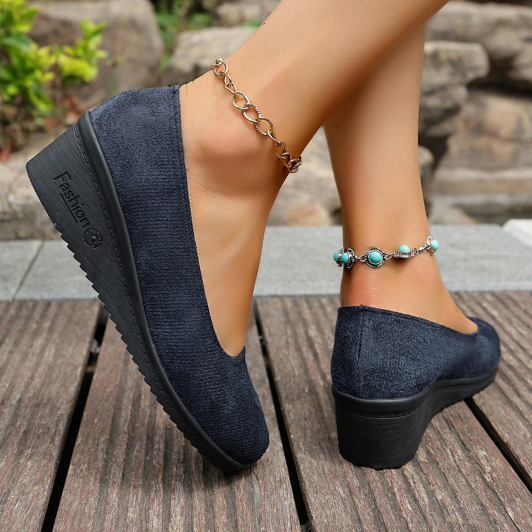 Damen Komfortable Ballerinas mit Keilabsatz EB