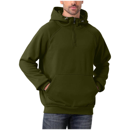 Herren nan Halbzip-Hoodie mit verstellbarer Kapuze, Kängurutasche und Raglanärmeln EB