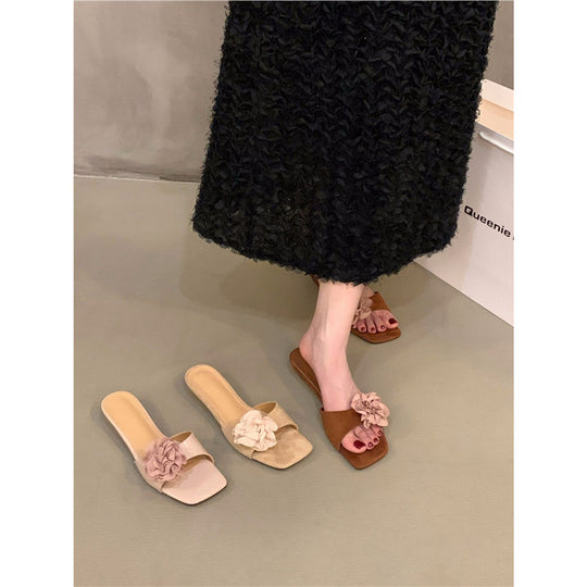 Damen modische Slipper mit Blumenapplikationen EB