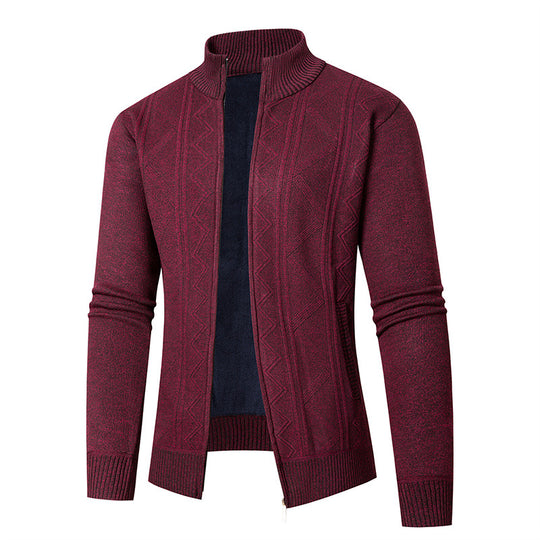 Herren Strickjacke mit eleganten Mustern und modernem Stehkragen EB
