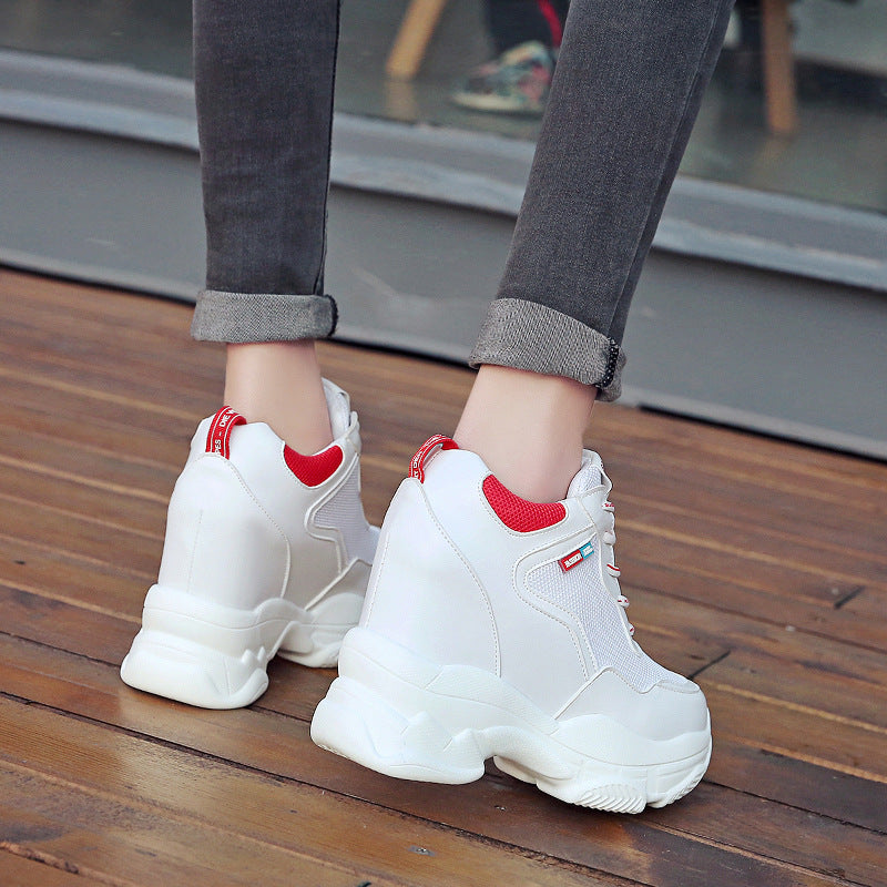 Damen Sportliche Hochfront Sneakers mit atmungsaktiver Oberflächenstruktur und dämpfender Sohle EB