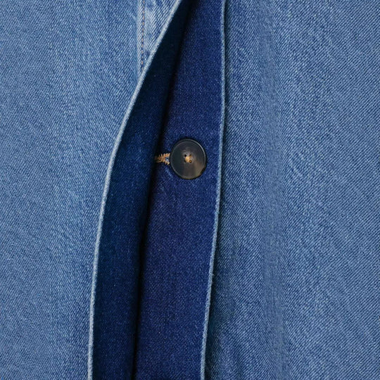 Damen nan cropped Boxy-Denimjacke mit hohem Wickel- bzw. Stehkragen und verdeckter Knopfleiste EB