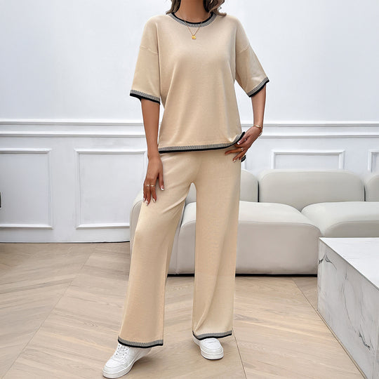 Damen Lässiges Set aus weitem Oberteil und weiten Hosen EB