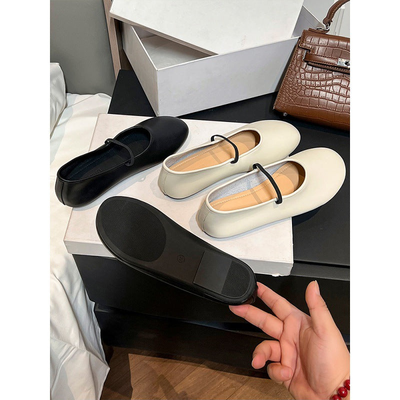 Damen Ballerinas aus hochwertigem, elastischem Material mit modischem Riemen EB
