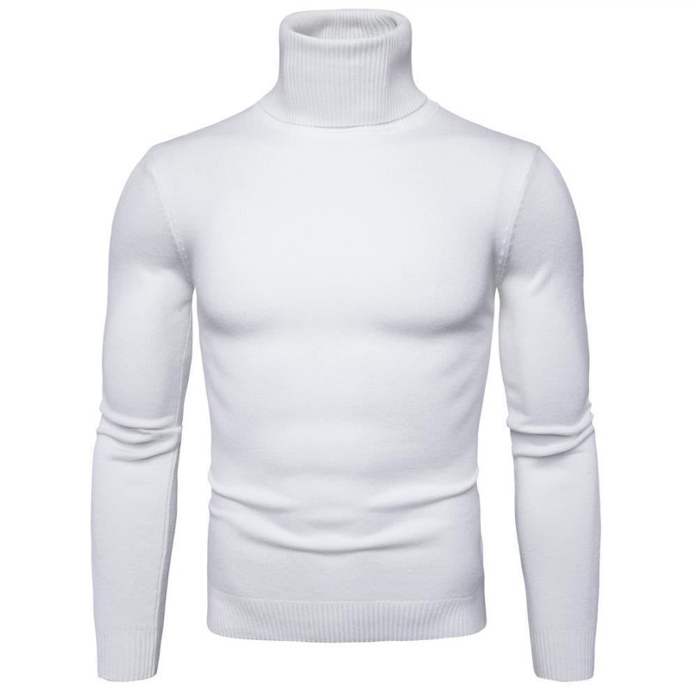 Herren nan schmal geschnittener Rollkragenpullover aus Merino-Baumwollmix mit hohem Kragen EB