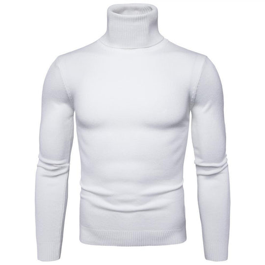 Herren nan schmal geschnittener Rollkragenpullover aus Merino-Baumwollmix mit hohem Kragen EB