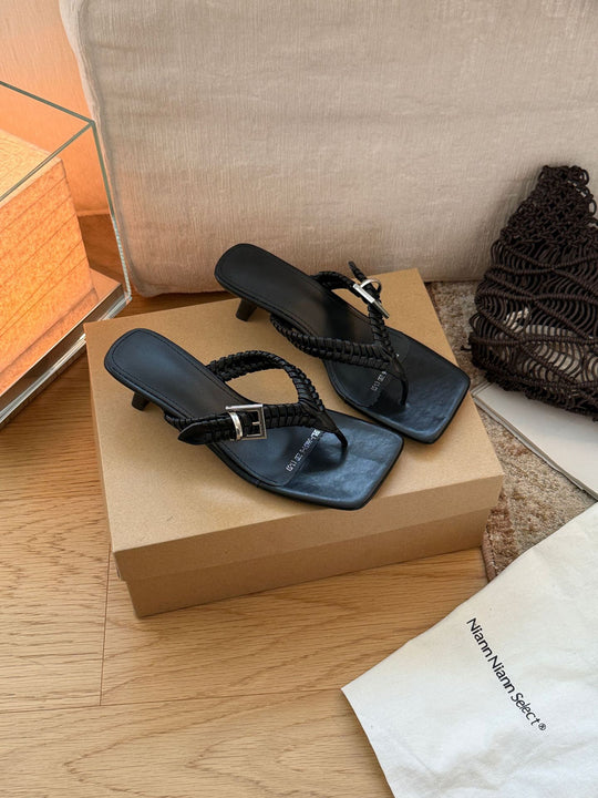Damen Elegante Sandalen mit geflochtenem Riemen und geschlossener Zehenpartie EB
