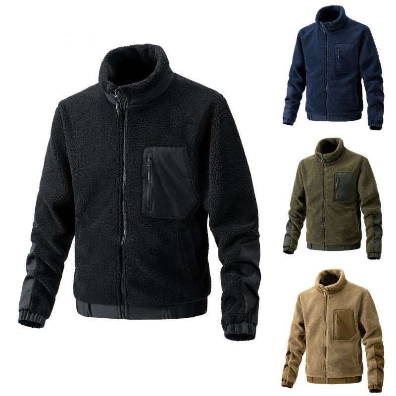 Herren Fleecejacke mit hochgeschlossenem Kragen und seitlichen Reißverschlusstaschen EB