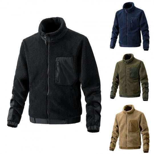 Herren Fleecejacke mit hochgeschlossenem Kragen und seitlichen Reißverschlusstaschen EB