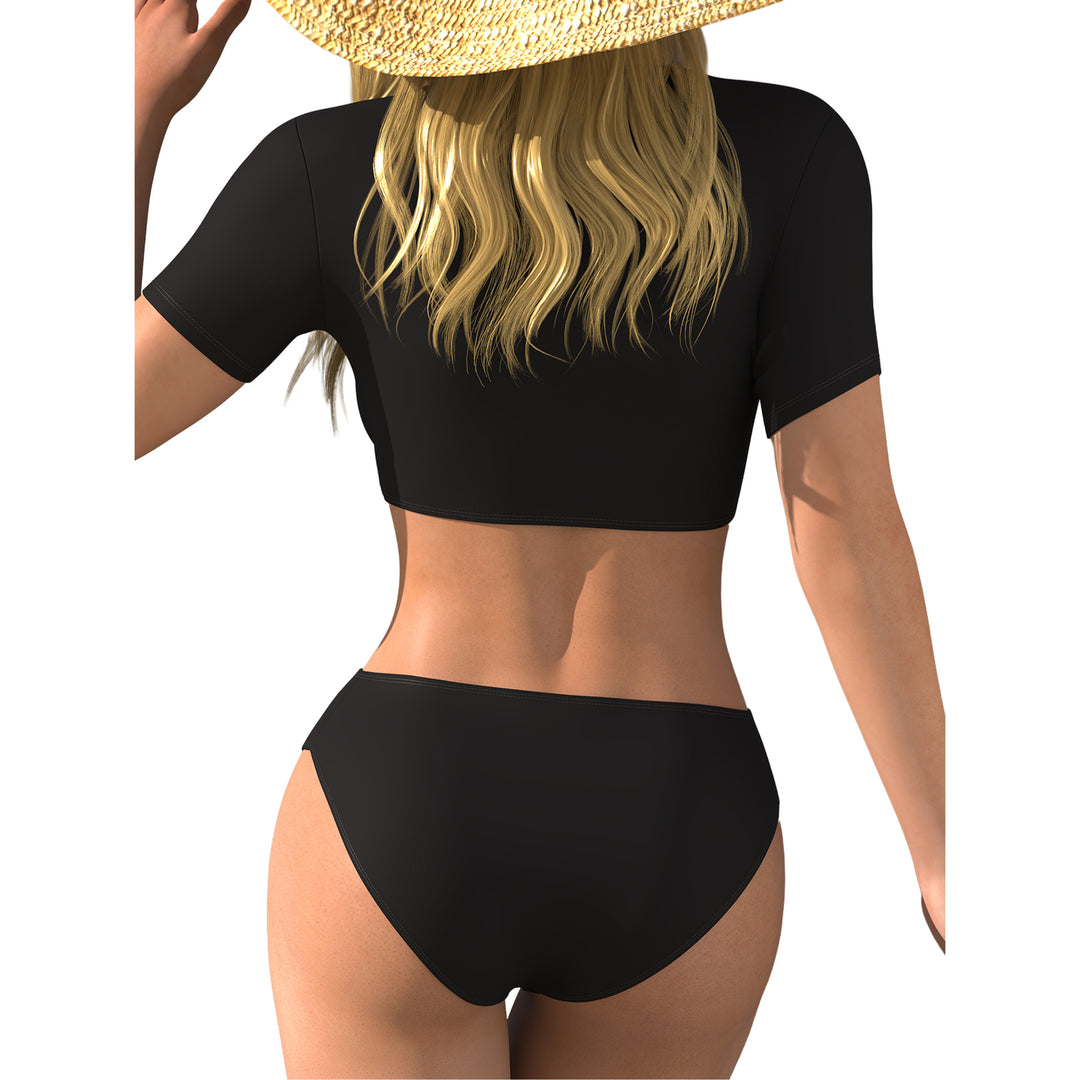 Damen Bikini-Oberteil mit Wickelschnitt und kurzen Ärmeln EB