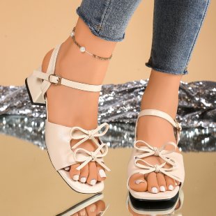 Damen elegante Sandalen mit raffiniertem Schleifen-Design EB