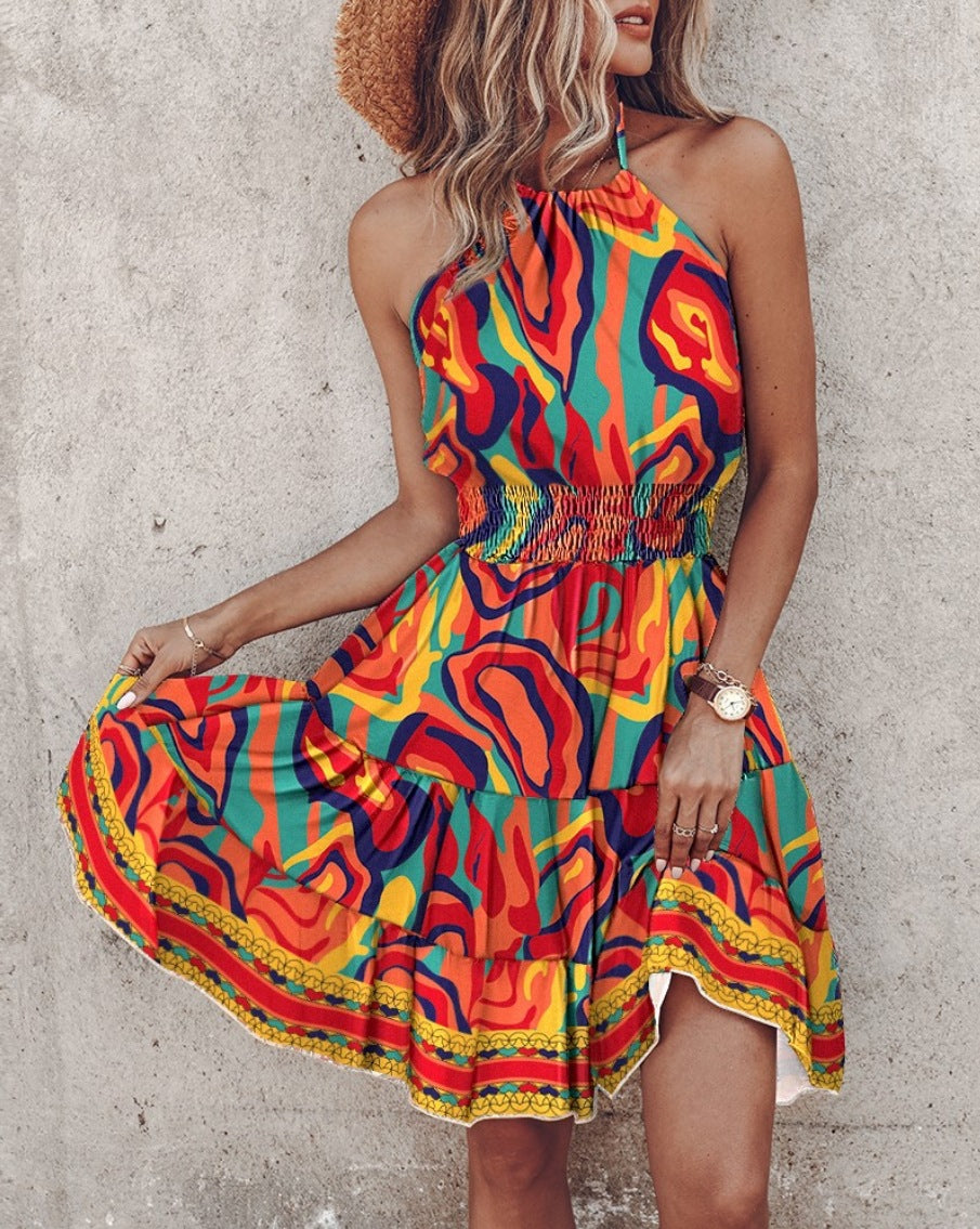 Damen Trendiges Kleid mit Raffung und asymmetrischem Saum EB