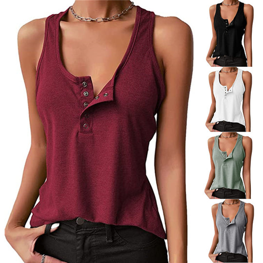 Damen Sportliches Trägershirt mit Knopfleiste EB