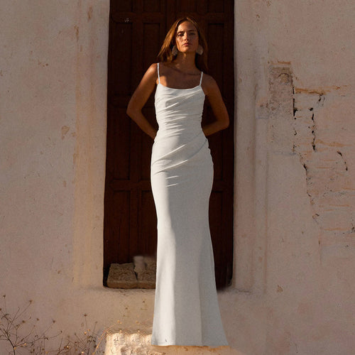 Damen Fließendes Maxikleid mit asymmetrischem Schnitt und eleganter Drapierung EB