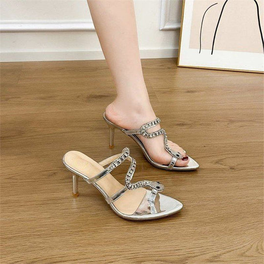 Damen elegante Mules mit funkelnden Strassdetails EB