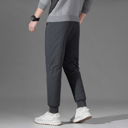Herren leichte Travel-Jogginghose mit elastischem Bund, Kordelzug, verdeckten Reißverschlusstaschen und geradem Bein EB