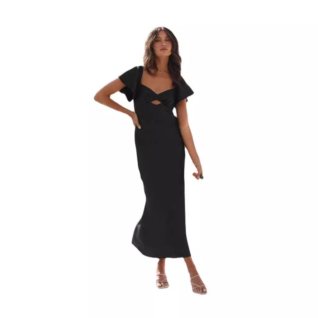 Damen Maxikleid mit raffiniertem Cut-Out-Detail und voluminösen Ärmeln EB