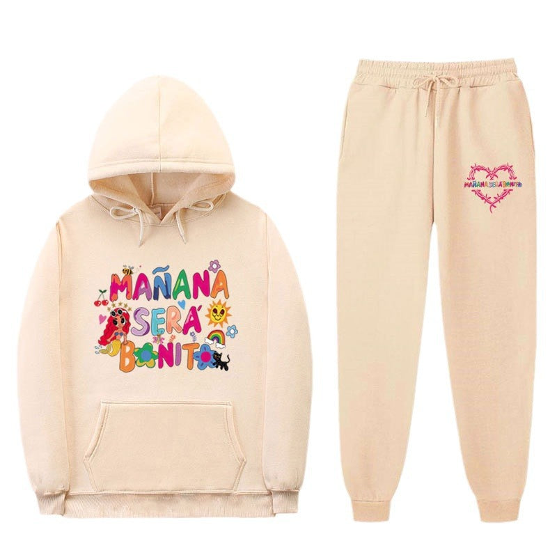 Damen Sweatshirt- und Jogginghose-Set mit buntem Aufdruck EB