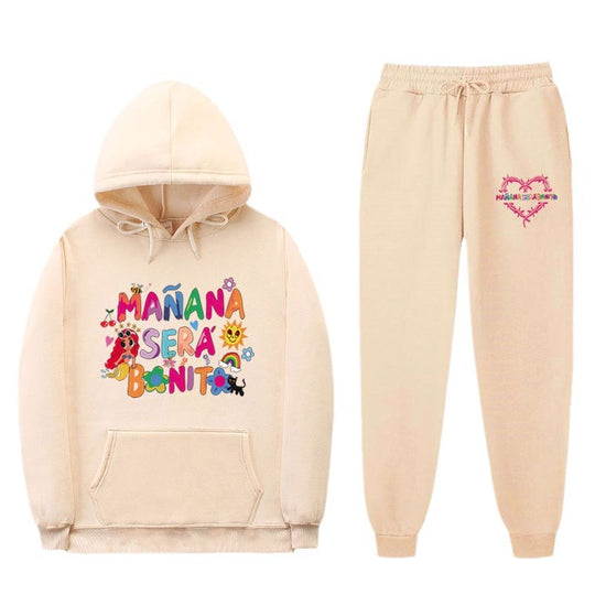 Damen Sweatshirt- und Jogginghose-Set mit buntem Aufdruck EB