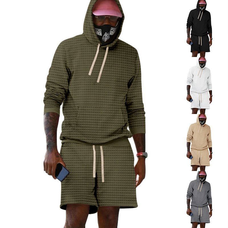 Herren Sportiv gestepptes Hoodie- und Shorts-Set EB