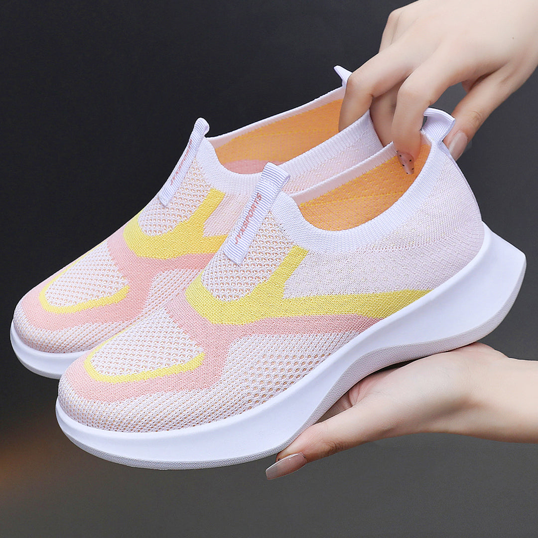 Damen Slip-On Sportschuhe mit atmungsaktivem Obermaterial und dämpfender Sohle EB