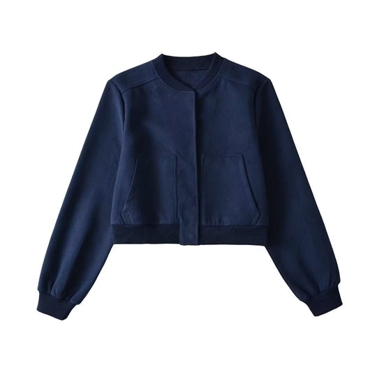 Damen lässige cropped Sweatjacke mit Taschen EB