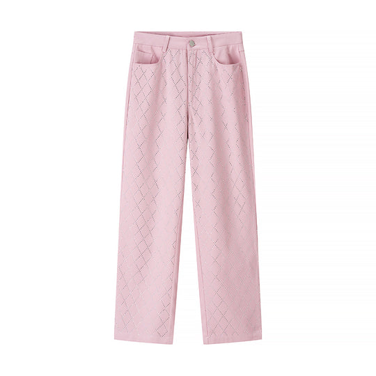 Damen weite Stoffhose mit Jacquard-Muster EB