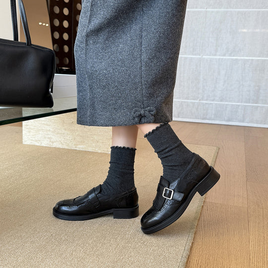 Damen Elegante Mokassins mit dekorativem Fransen-Design und modischen Schnallen EB