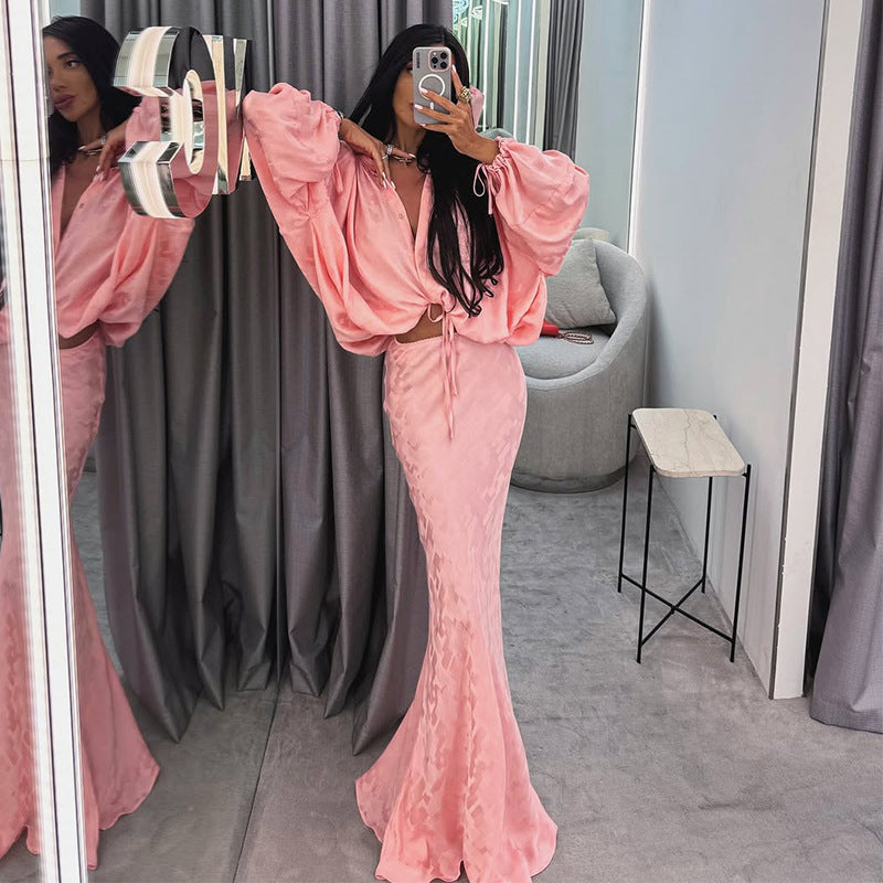 Damen Elegantes und luftiges Ensemble mit voluminösen Ärmeln EB